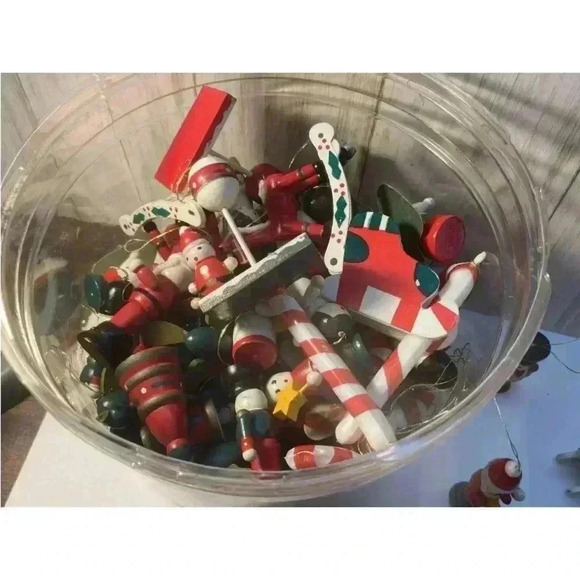 Vintage wooden mini Christmas ornaments lot of more than 30 - Picture 3 of 3